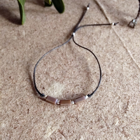 Pulsera cristal rosa tornasol y abalorios de plata de ley