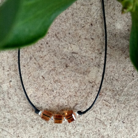 Collar cristales Swarovski y plata de ley en color caramelo