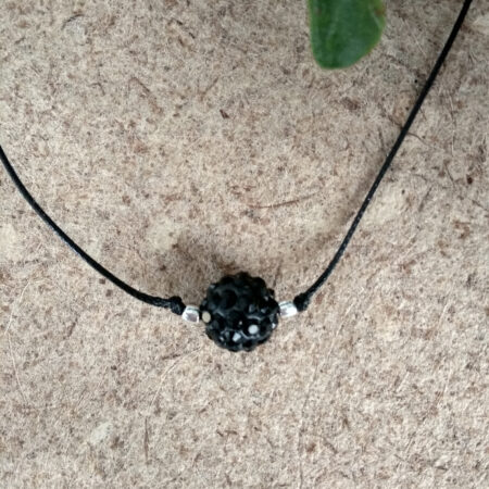 Colgante Swarovski Elements,  Shambala negro con abalorios en plata de ley